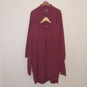 NWOT Bundle of 2 Edwards Men's Long Sleeve Polo Shirt Burgundy Size XL